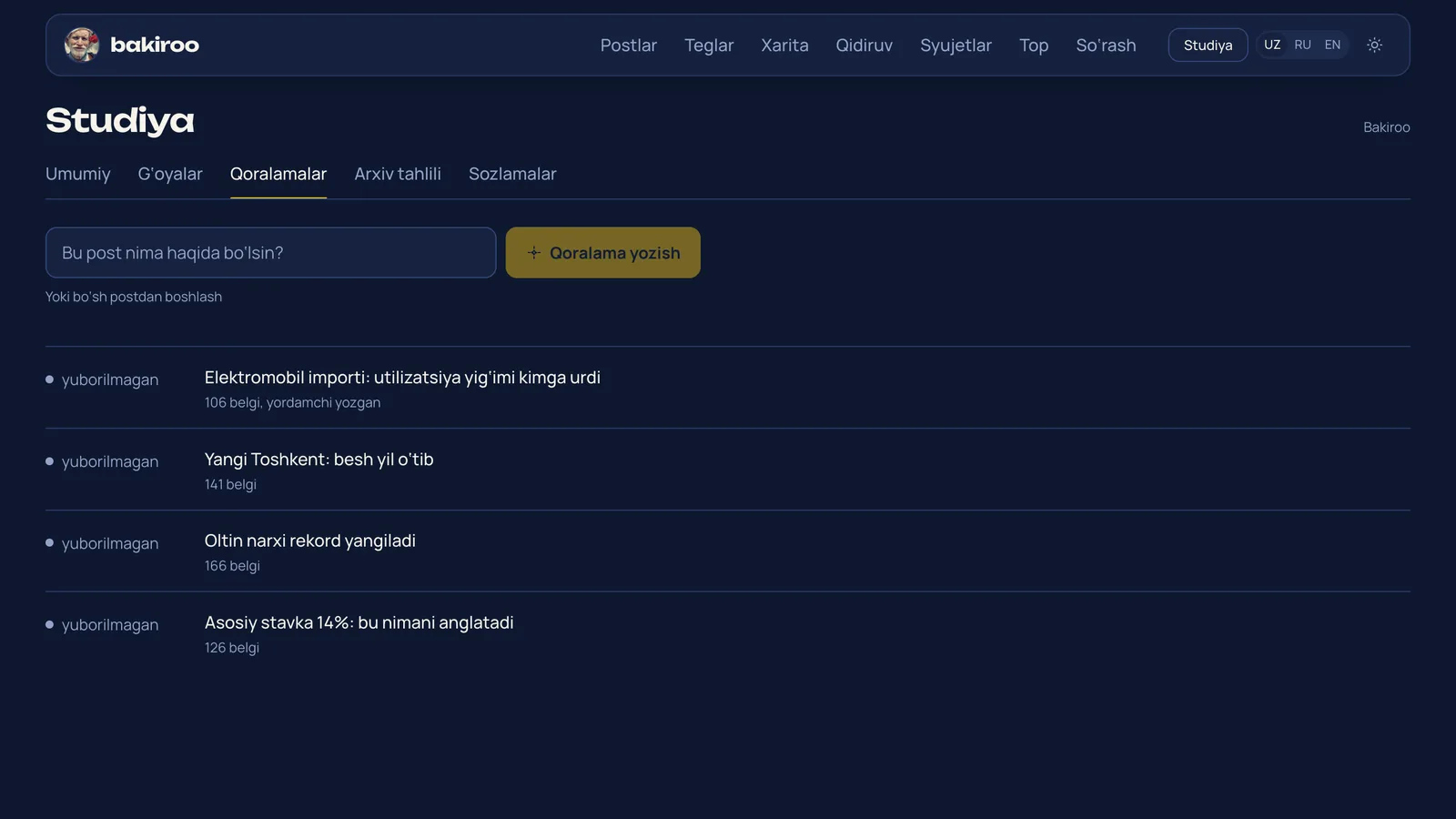 O‘z uslubingizda qoralama